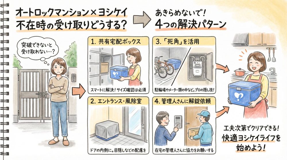 オートロック環境でヨシケイを受け取る4つの具体的手段